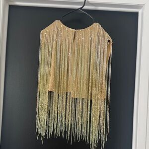 Nasty Gal Gold Fringe Sequin Cropped Tunic